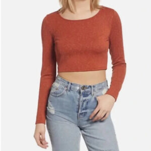 BP. Knit Crop Top in Burgundy Port at Nordstrom, Size Medium